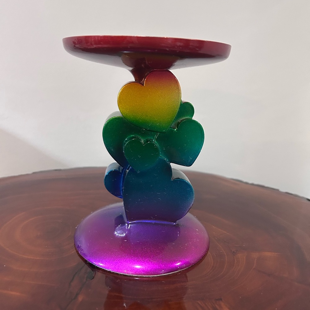 Bath & Body Works Metallic Rainbow π Heart Candle stand - Picture 2 of 13